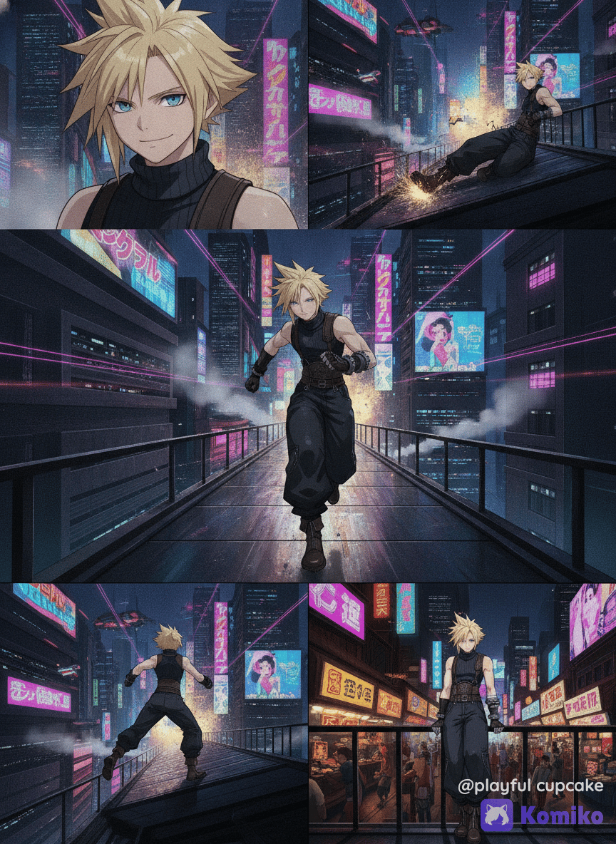 Cloud Strife in cyberpunk
