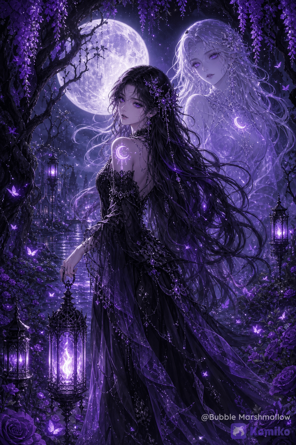 She's never alone in the moonlight💜✨