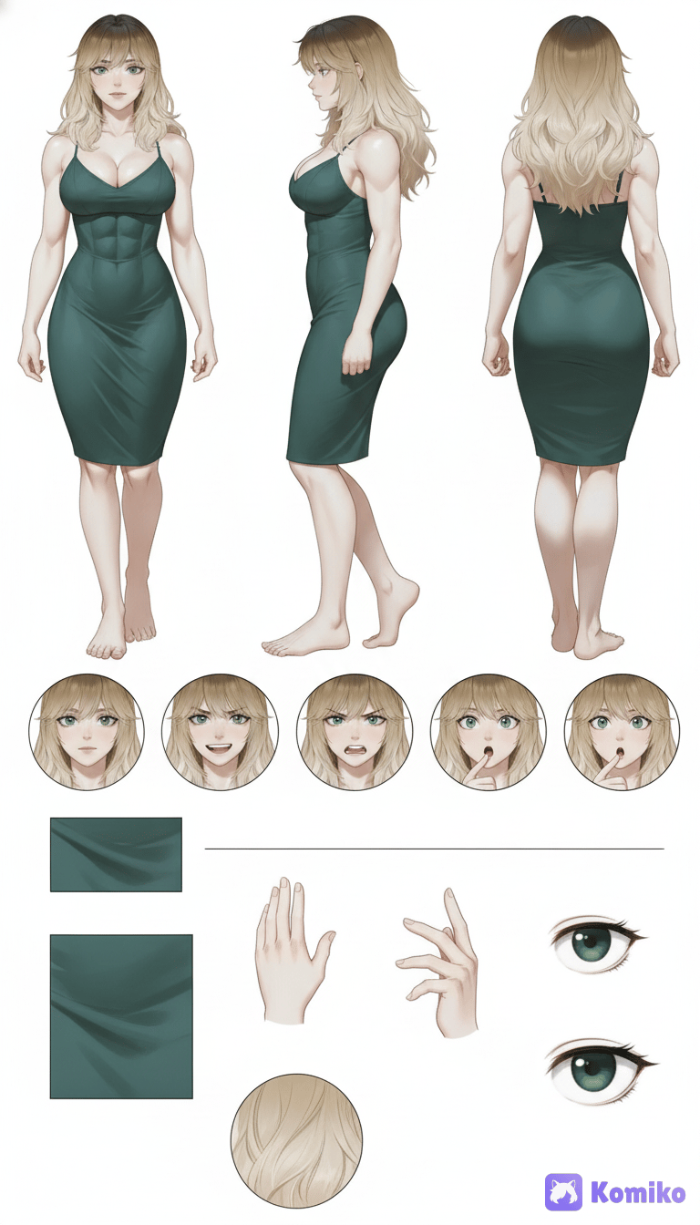 Green Dress OC Turnaround ✨