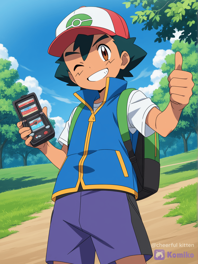 Ash, durante su viaje