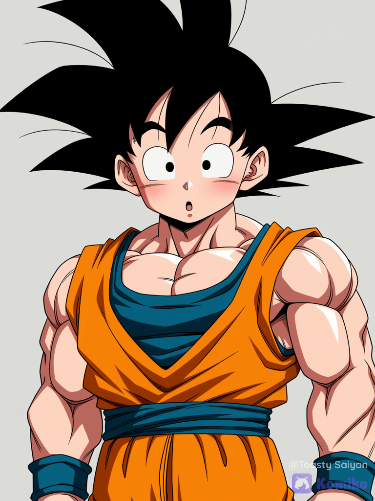 Goku looking like surprised Pikachu