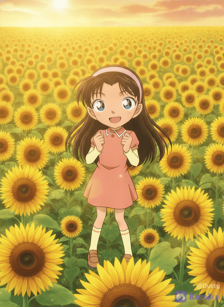 Ayumi en el campo de girasoles