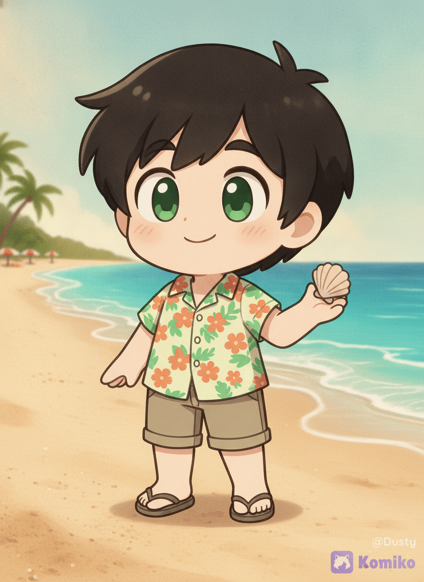 Andy en la playa