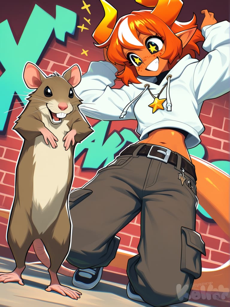 Dancing with a friend.