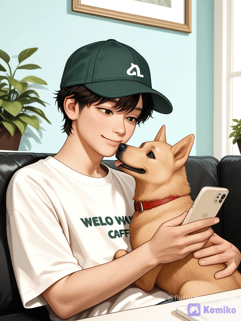 Couch cuddles & phone time 🐶💚