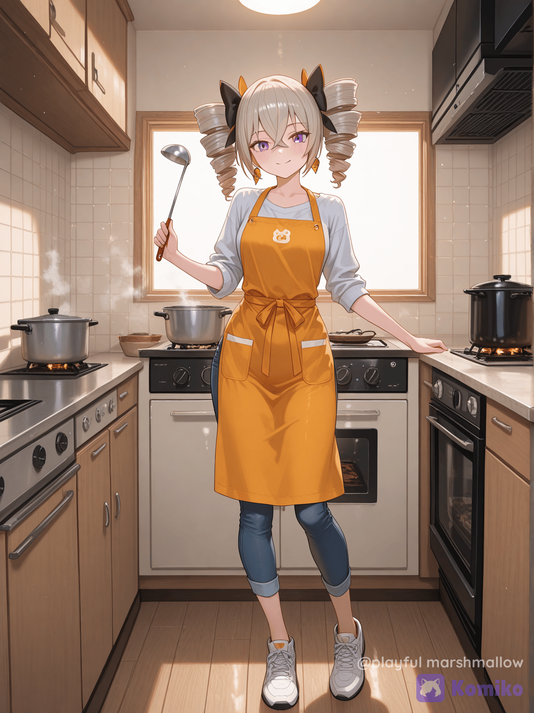 Bronya cozinhando