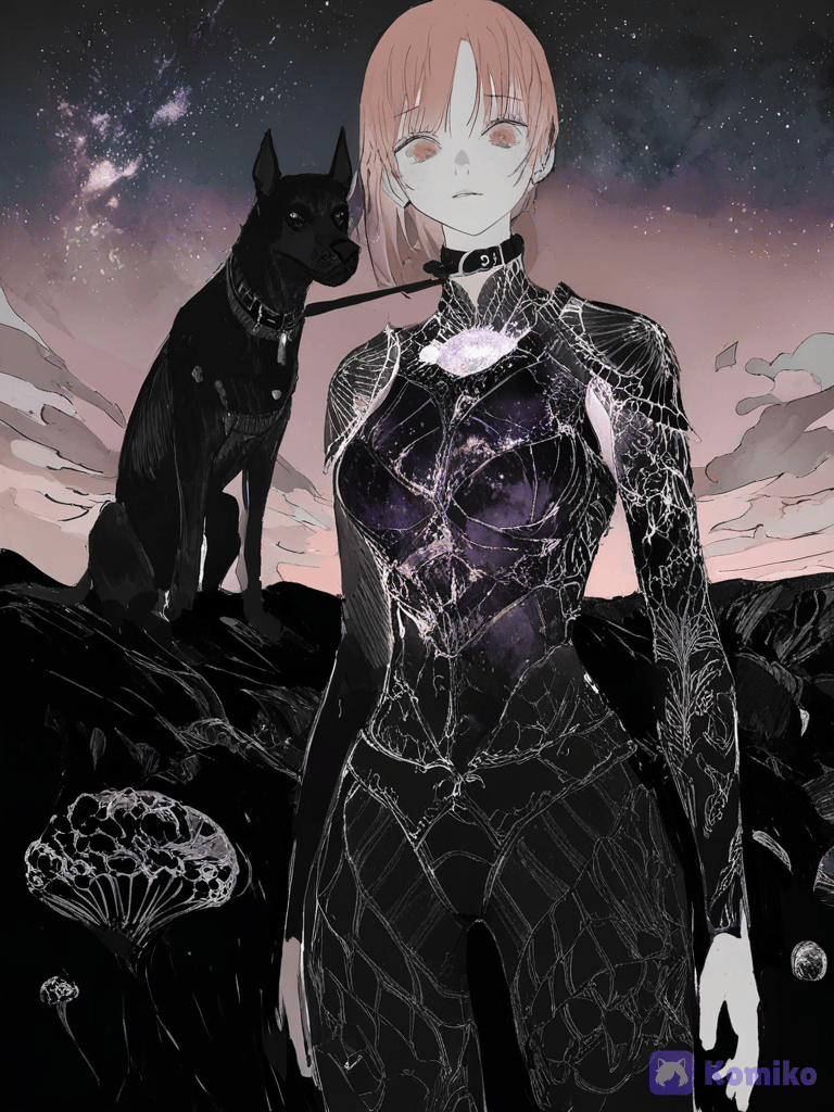 This is me in a anime style with my Doberman (my eyes are different irl)