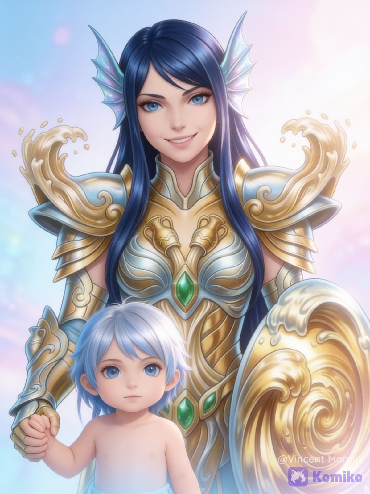 madre ninfa e hijo sirena