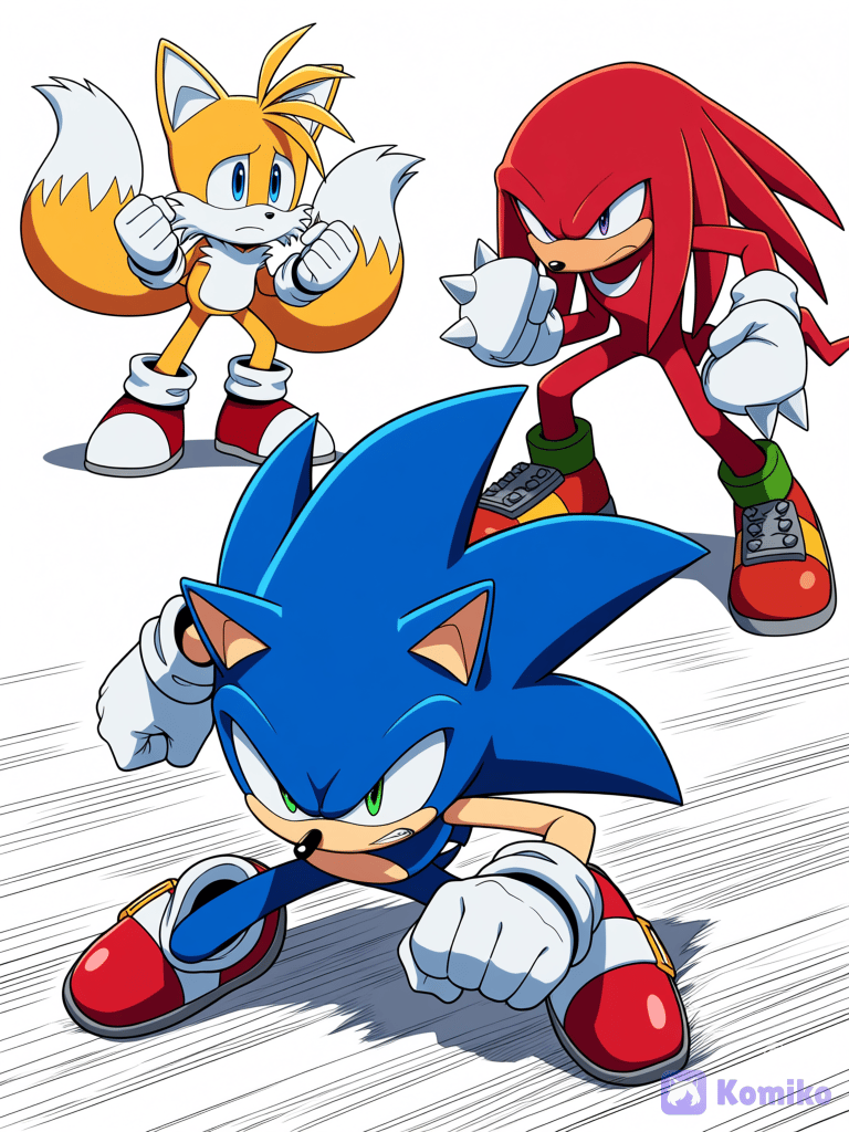 El Team Sonic preparandose para pelear