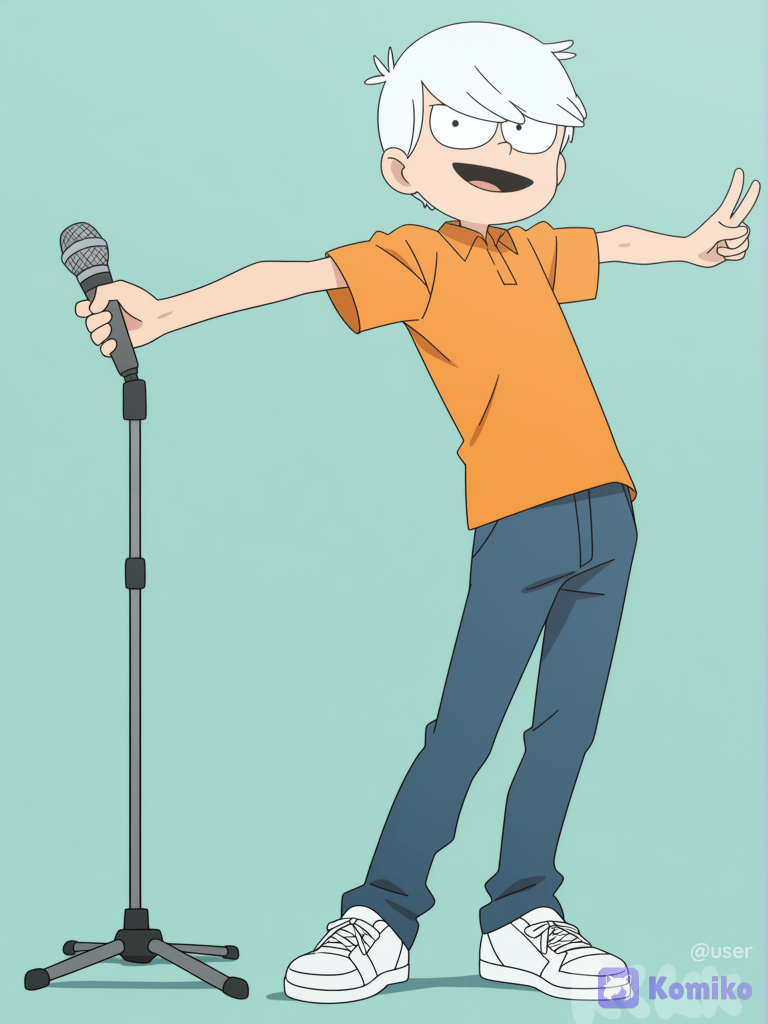 Lincoln Loud con un microfono