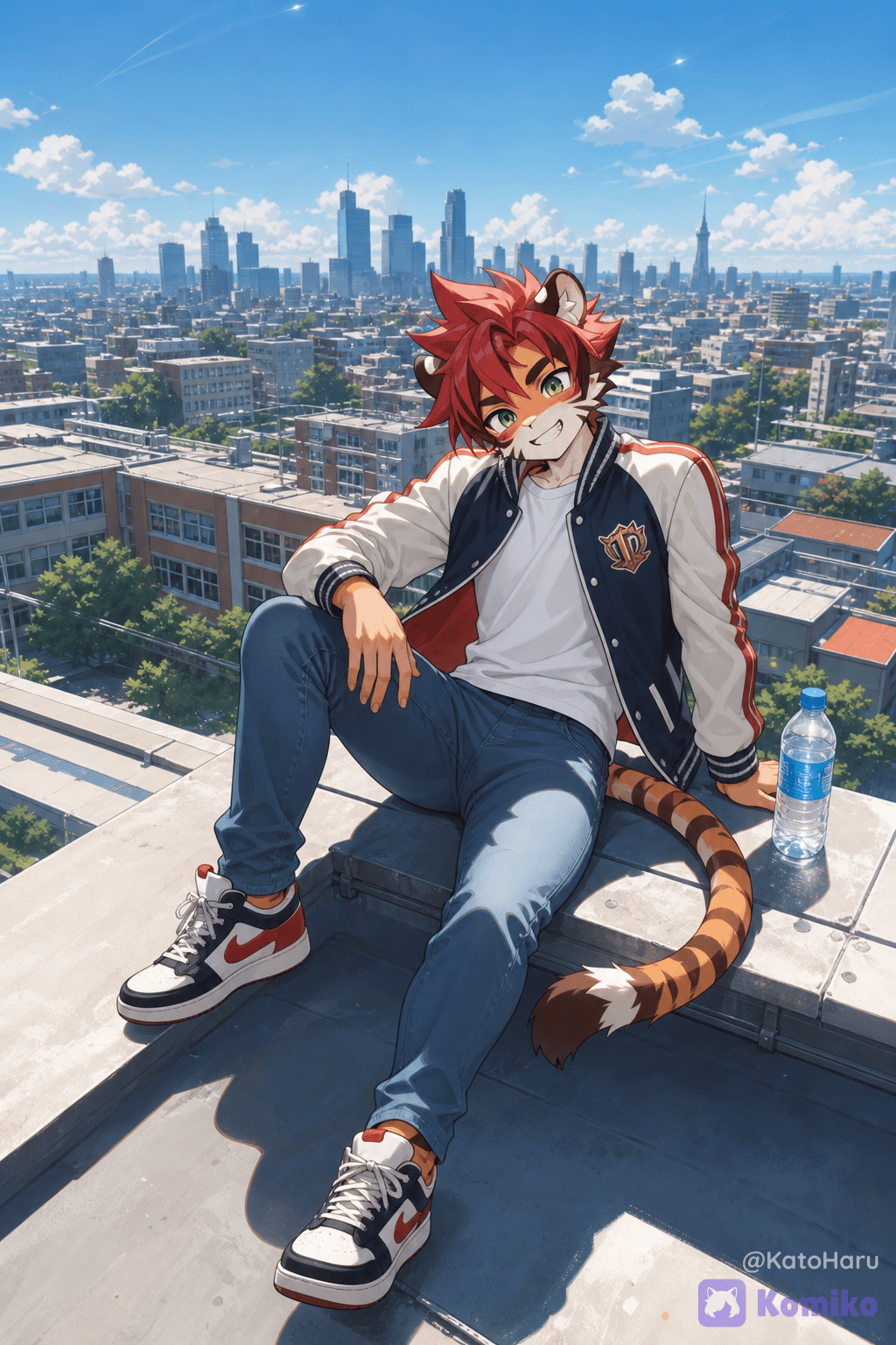 Relaxing on the roof.