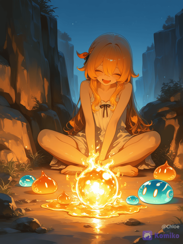 Slime party by the campfire