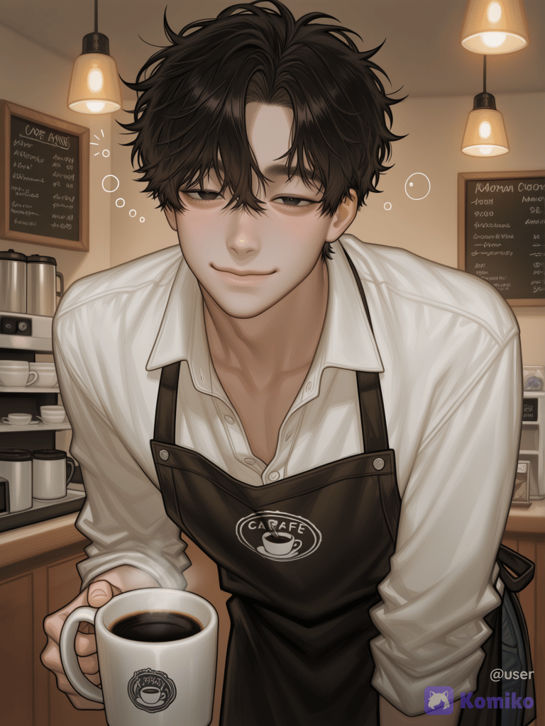 Sleepy cafe worker