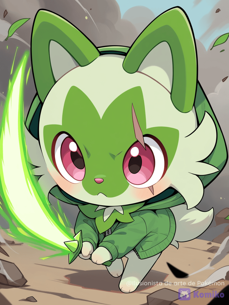 Sprigatito en una batalla