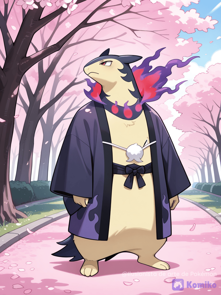Hisuian Typhlosion en un paisaje