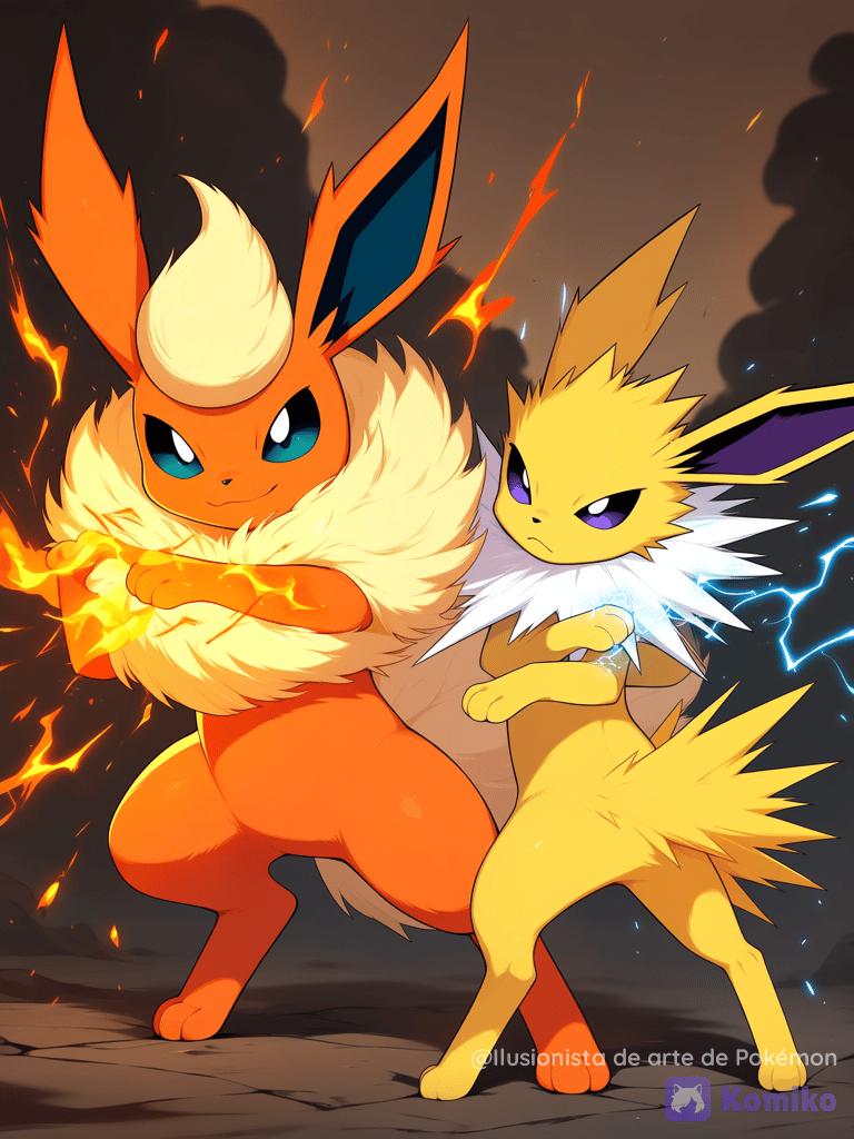 Flareon y jolteon usando sus poderes