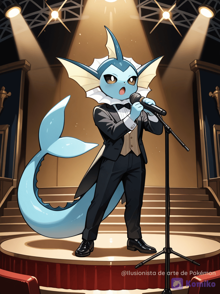 Vaporeon cantando en un teatro