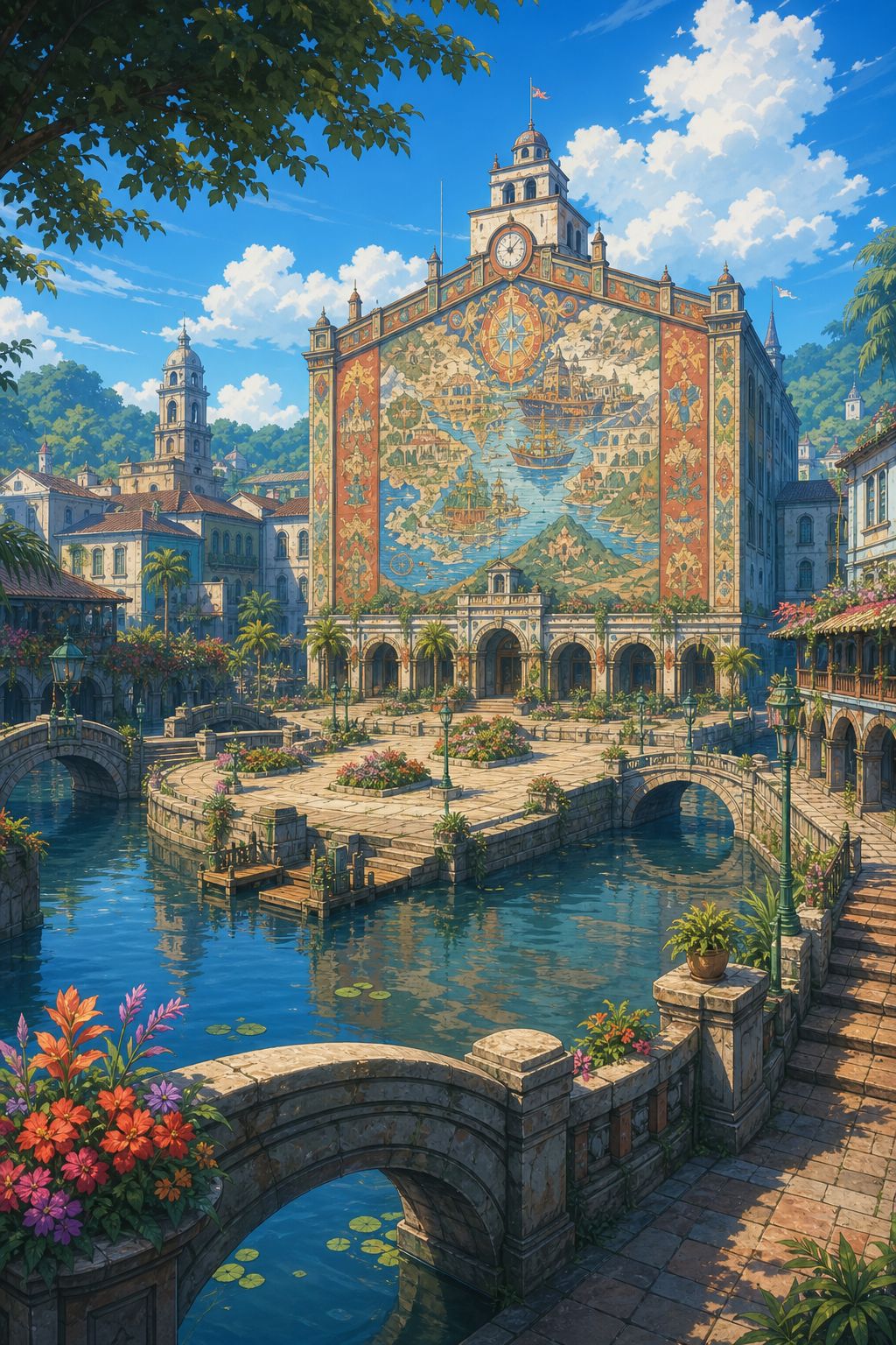 A vast central square in a canal city🌿