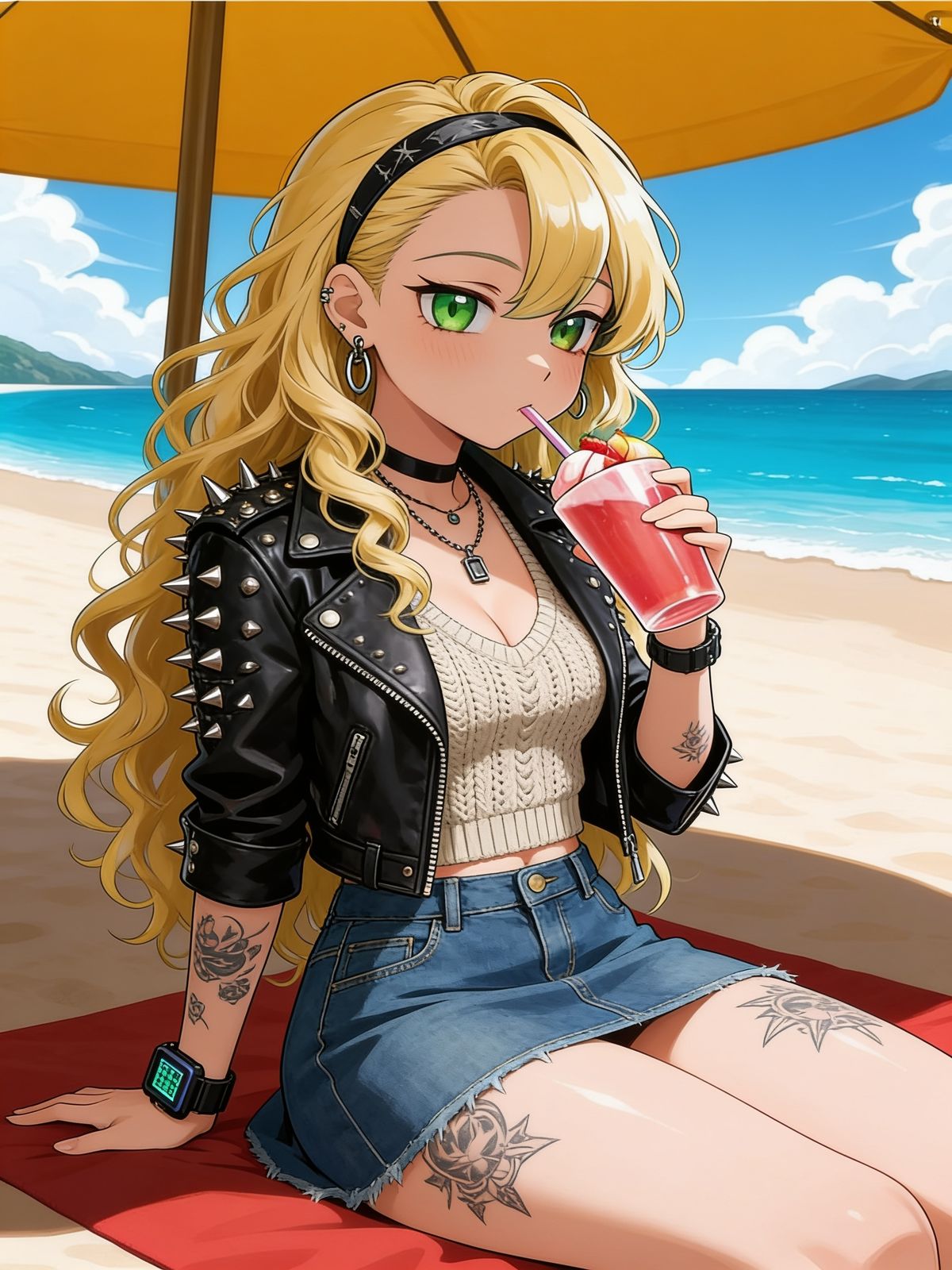 Loira punk na praia ☀️🍓