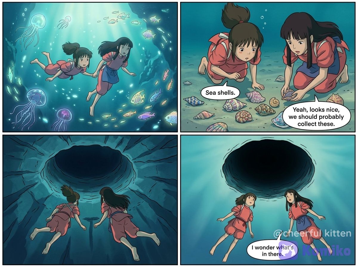 Chihiro and Lin underwater