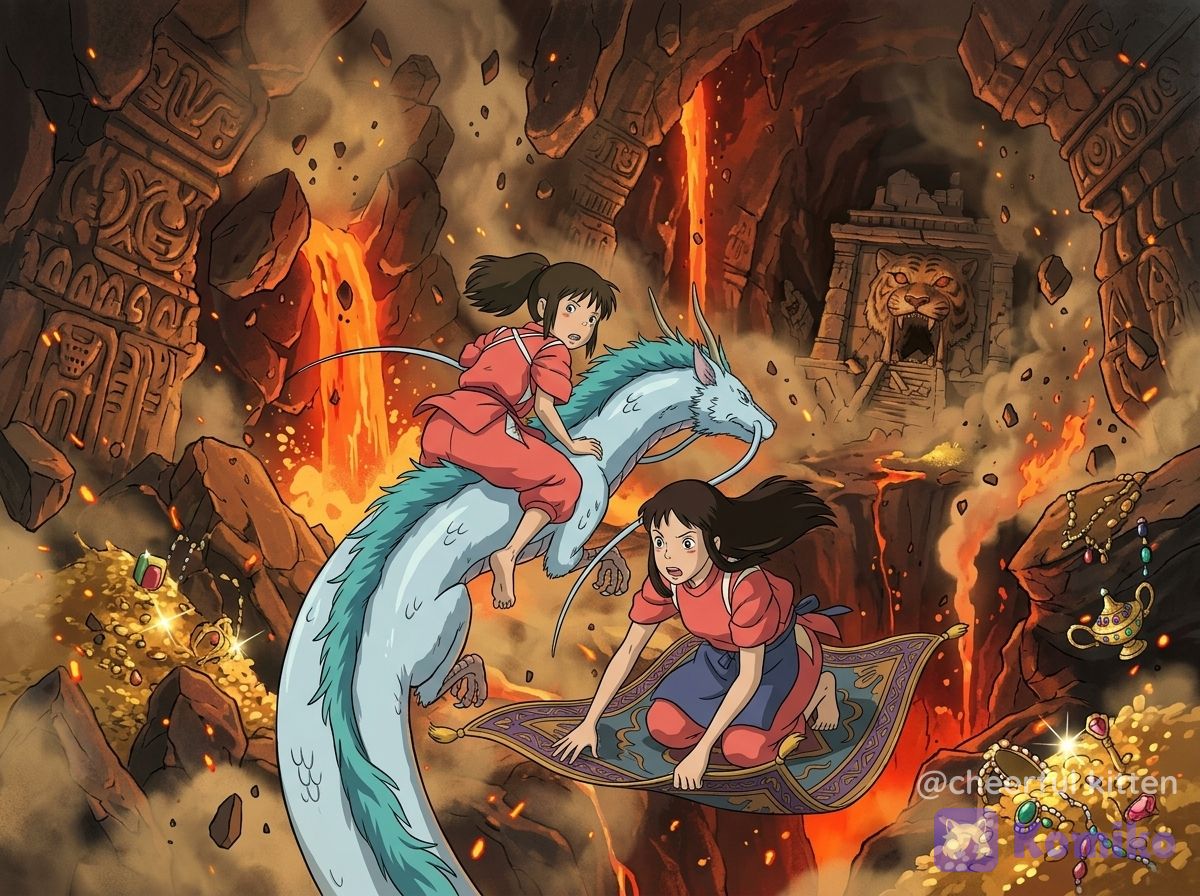 Chihiro and Lin escape from cave of wonders