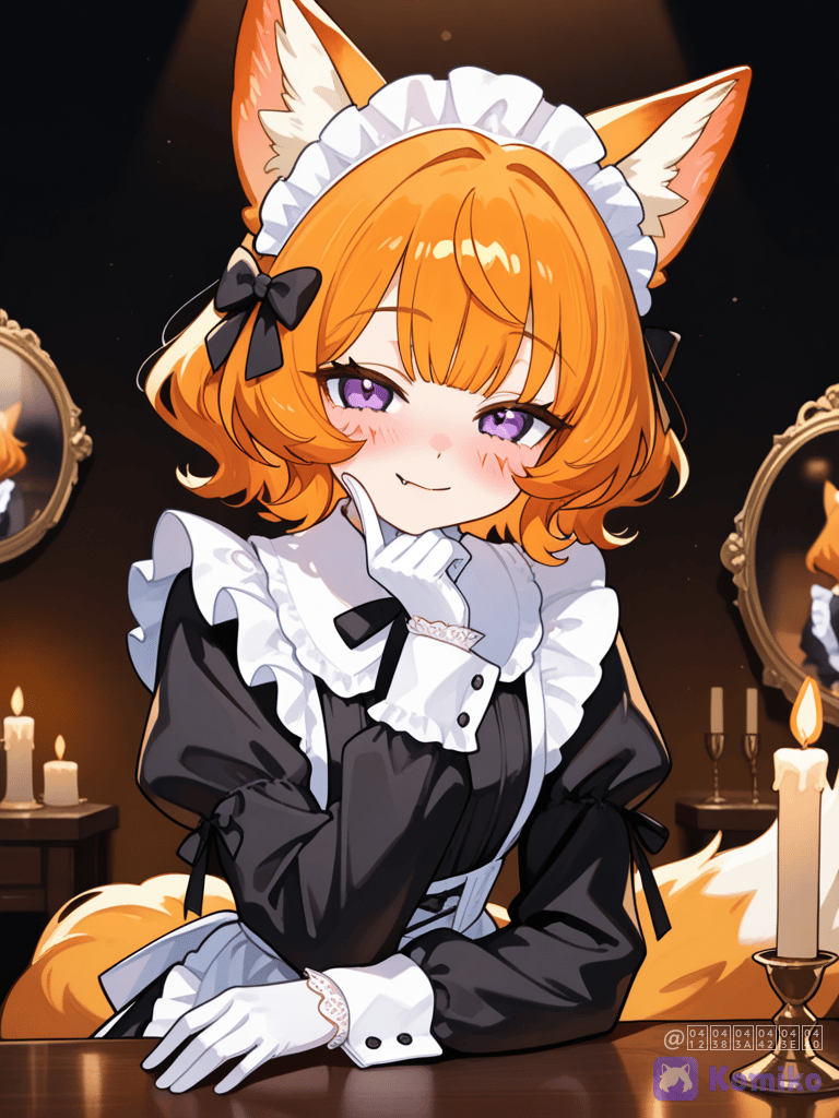 Лисичка-горничная у свечей 🕯️🦊