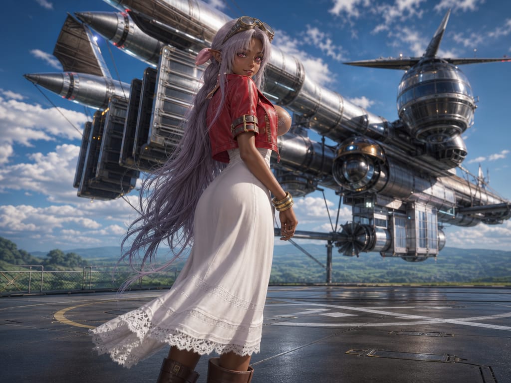 Lilith Cosplaying Aerith, Airship Scene