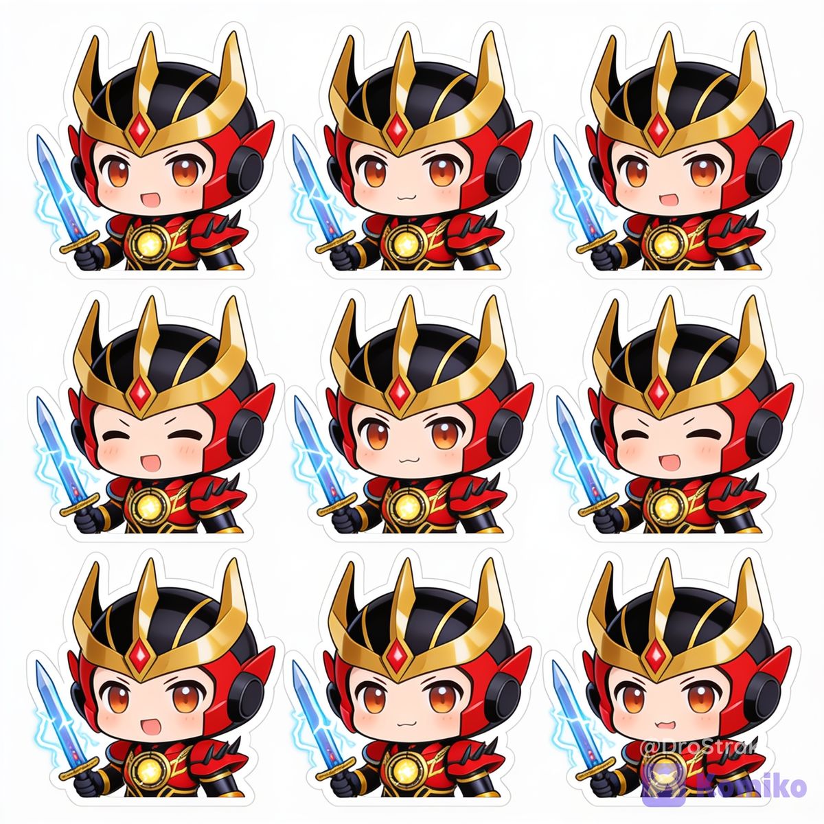 Chibi Stickers Of Kael Ryujin's 9 expressions