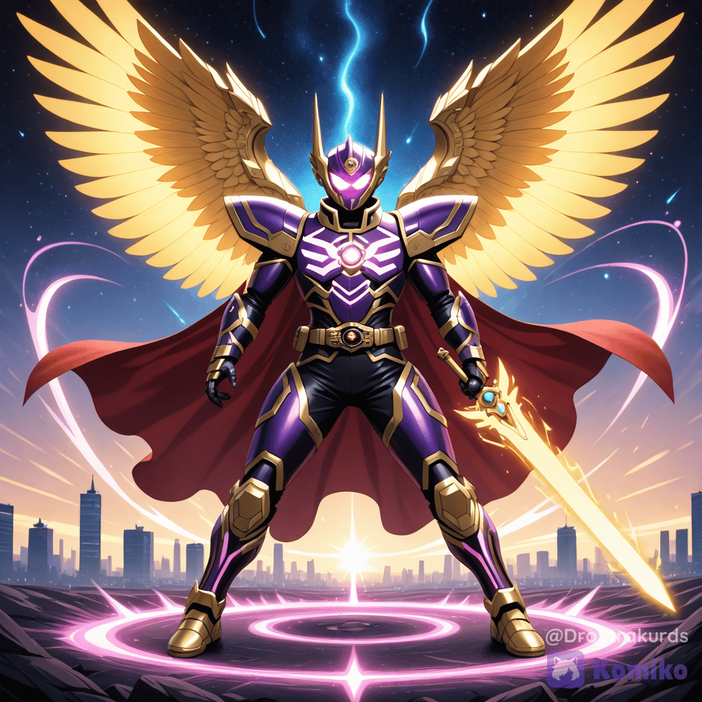 A Neon Cybernetic Kamen-Sentai Dragon Warrior