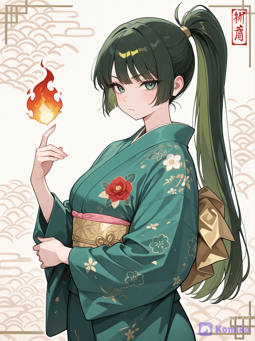 Green kimono