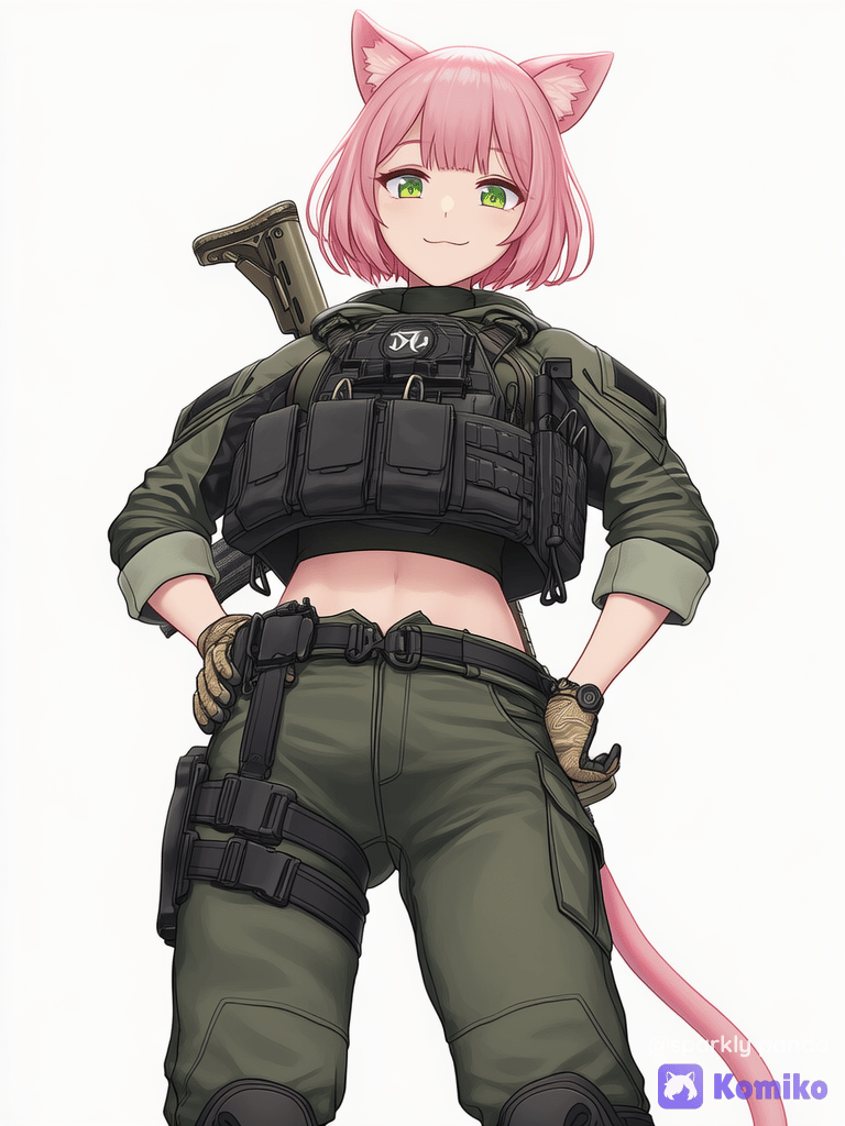 Tactical military neko girl