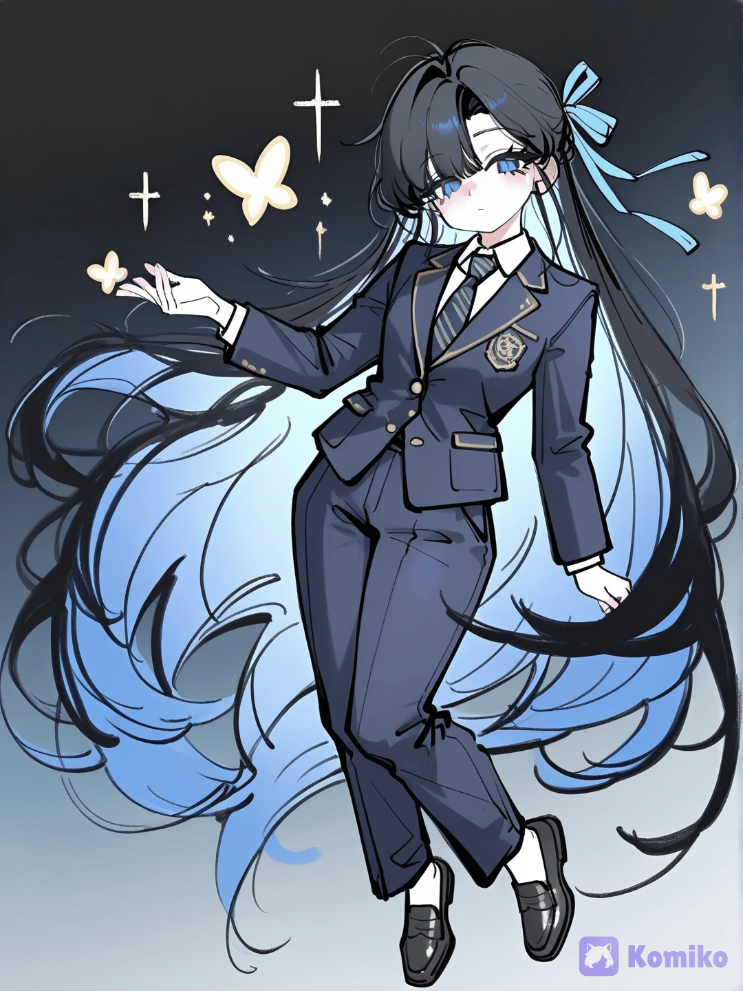 Ahiko's new black hair