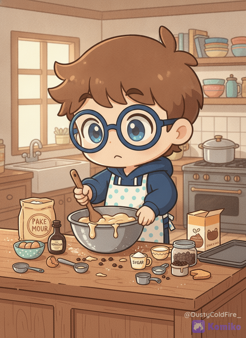 Dusty cocina un pastel