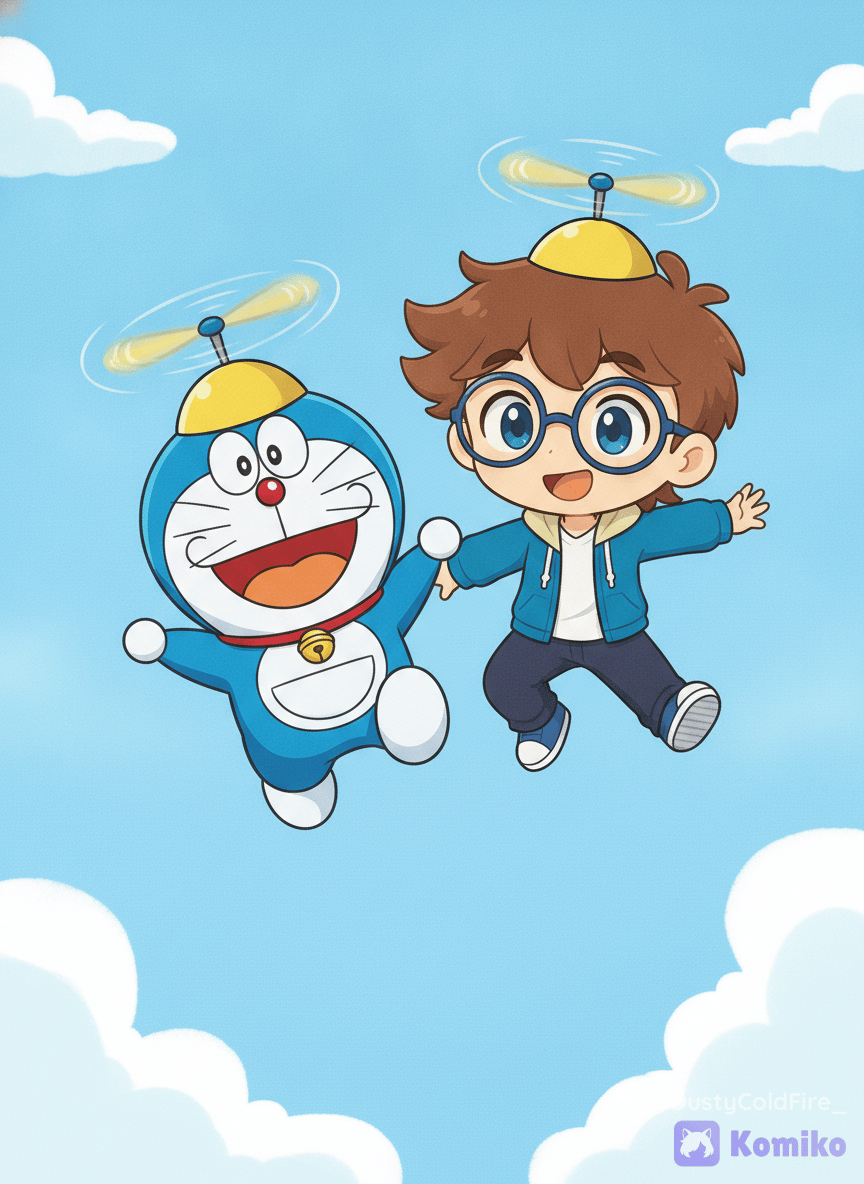 Volando con Doraemon