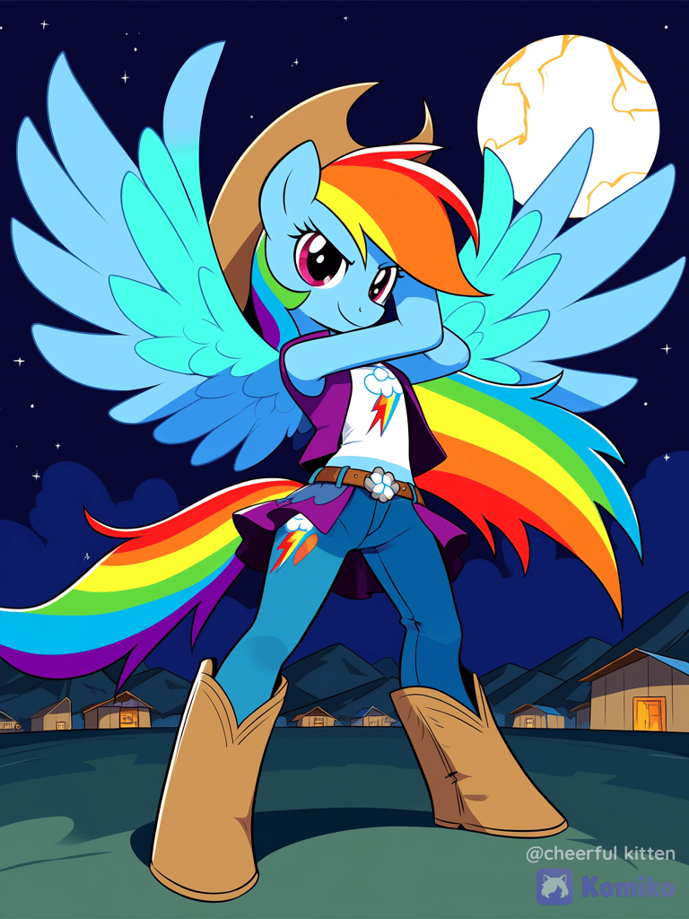 Cowgirl Rainbow Dash In The Midnight