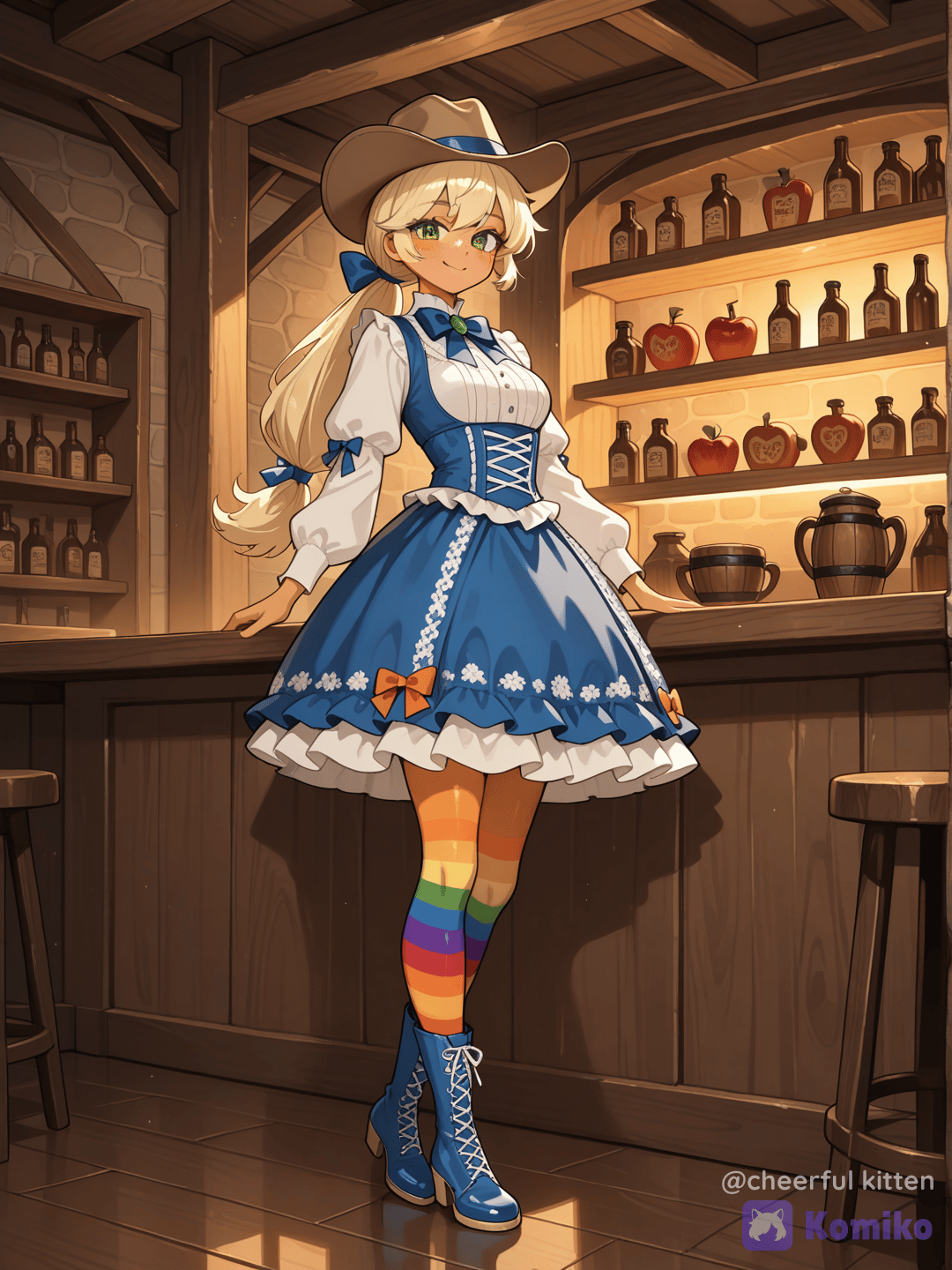 Applejack In a Pretty Dress At The Bar