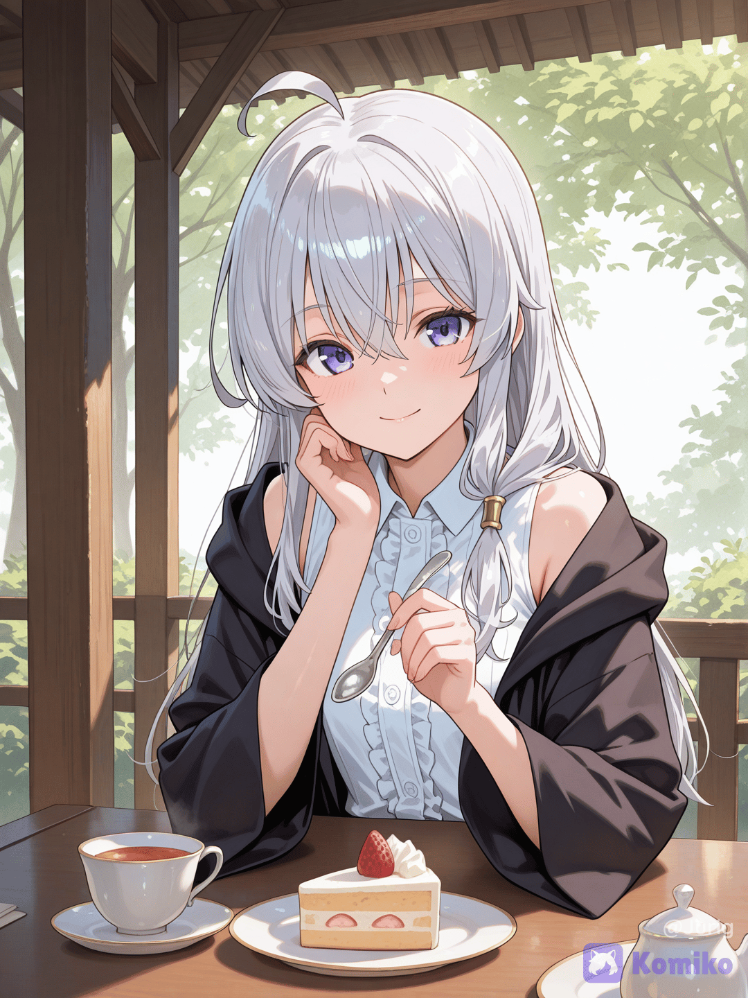 Eating soft cake