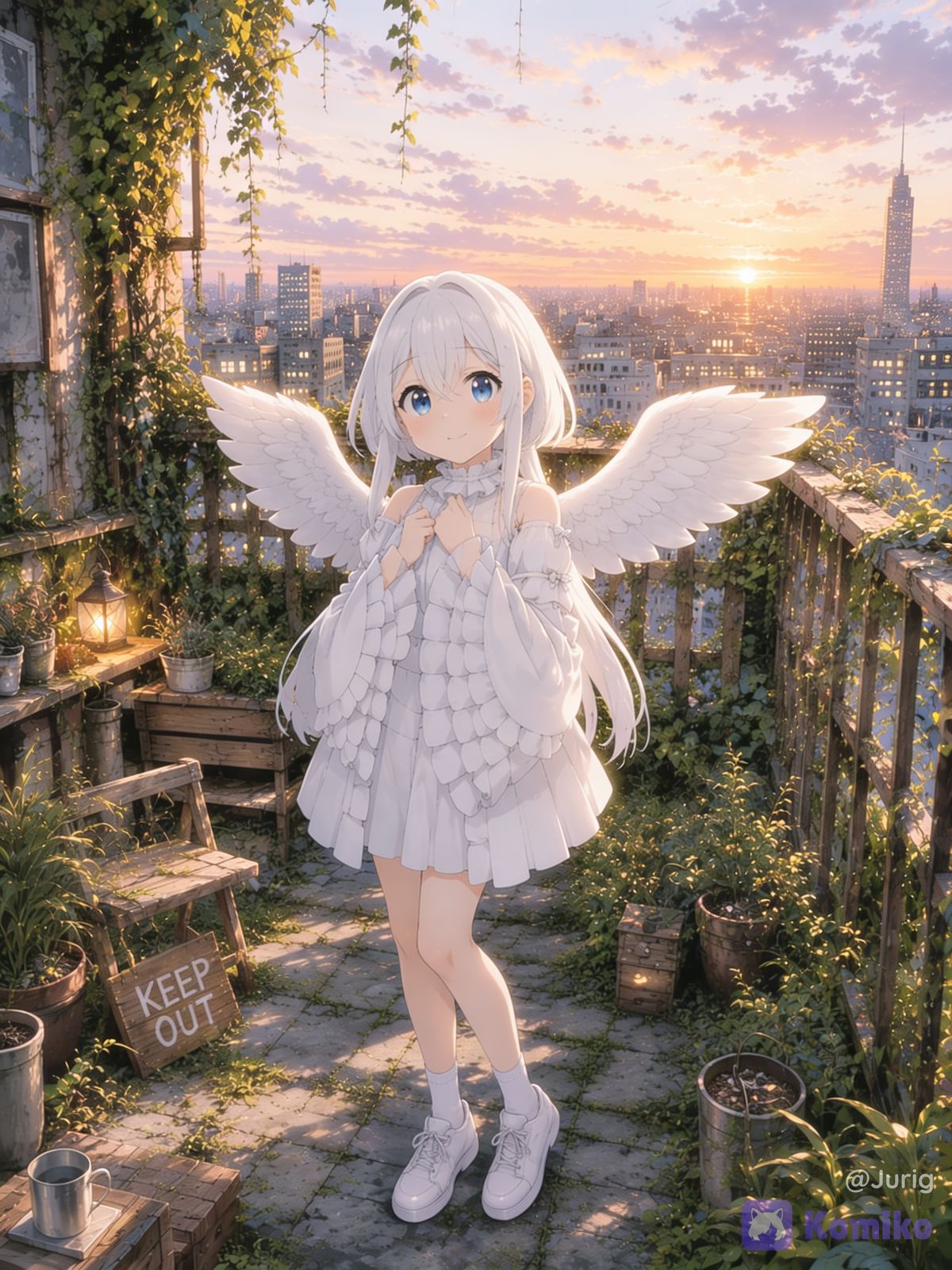 Angel on ruftop