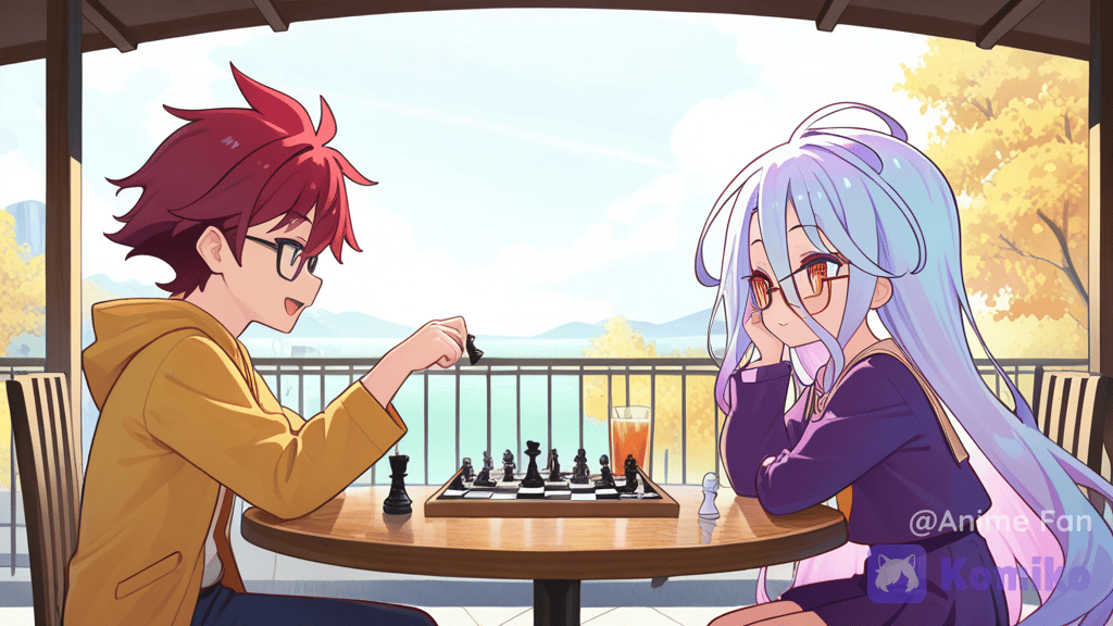 Sora and Shiro play chess, was try my best :(