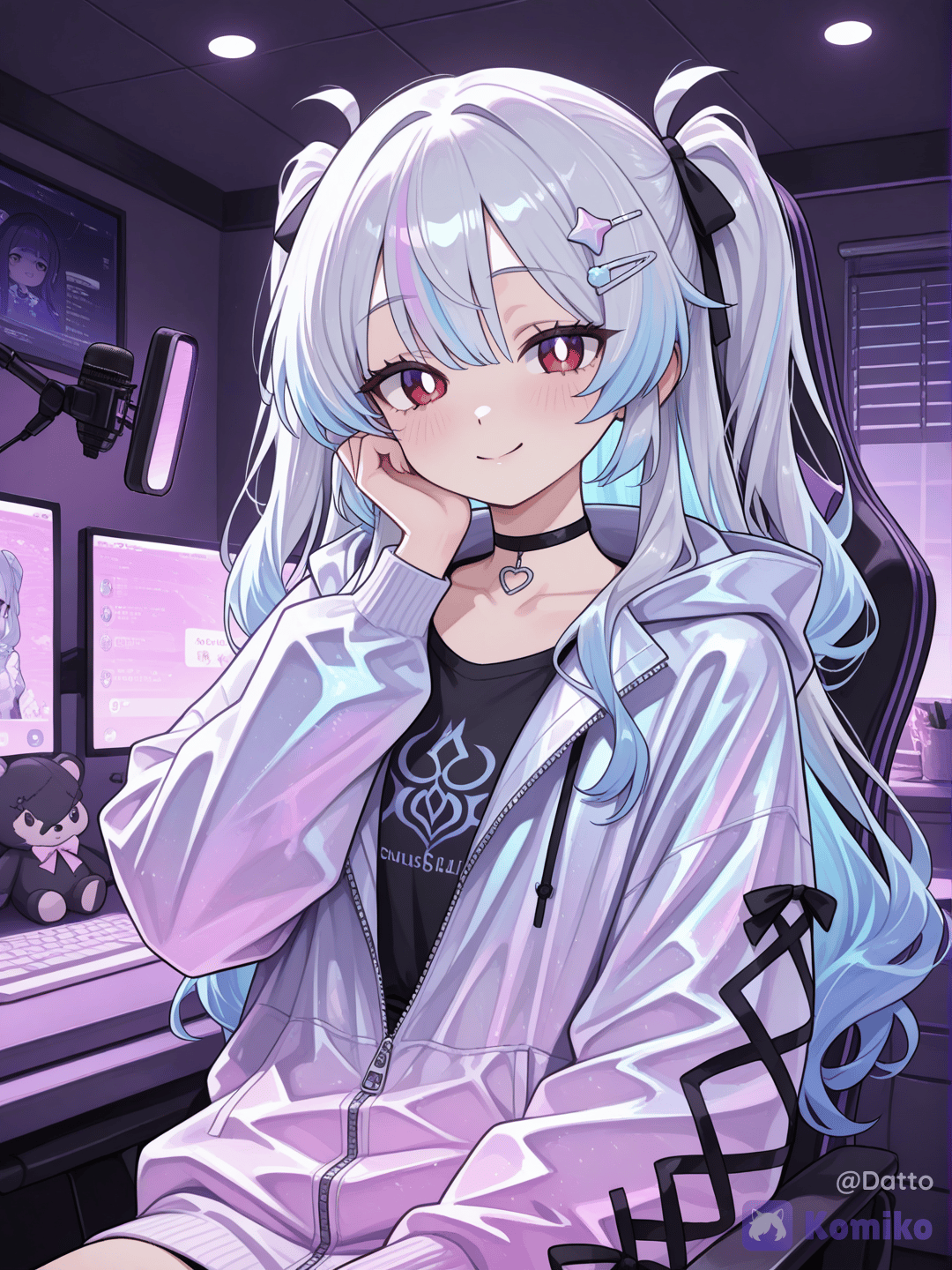 Mira OC character, stream room