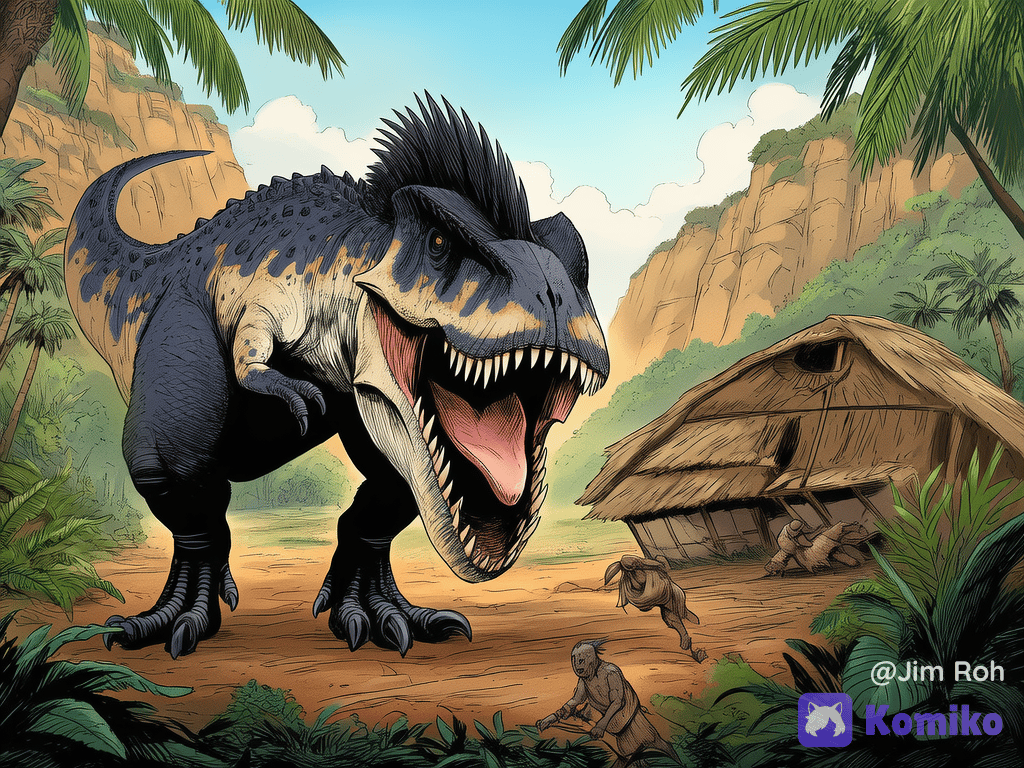 Giganotosaurus hunting tribesmen