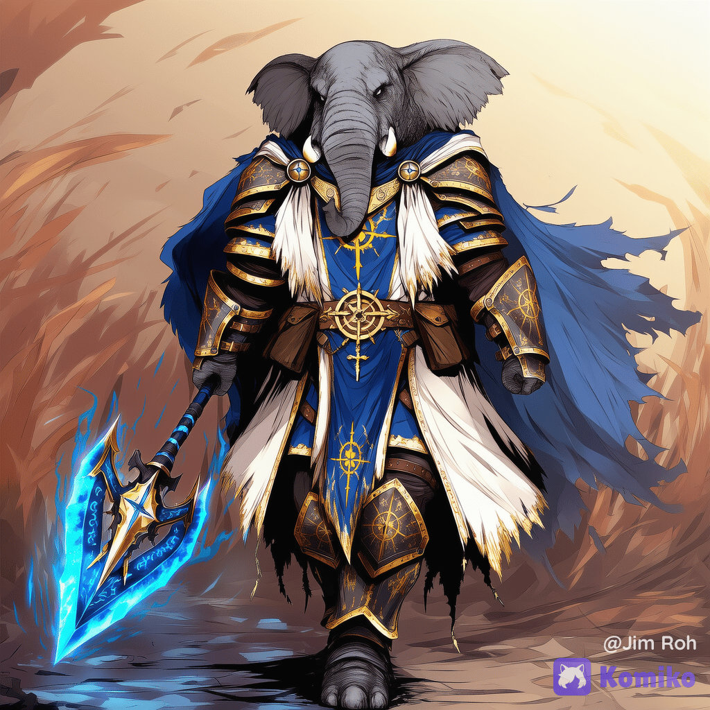 Loxodon Paladin in an unholy Wasteland
