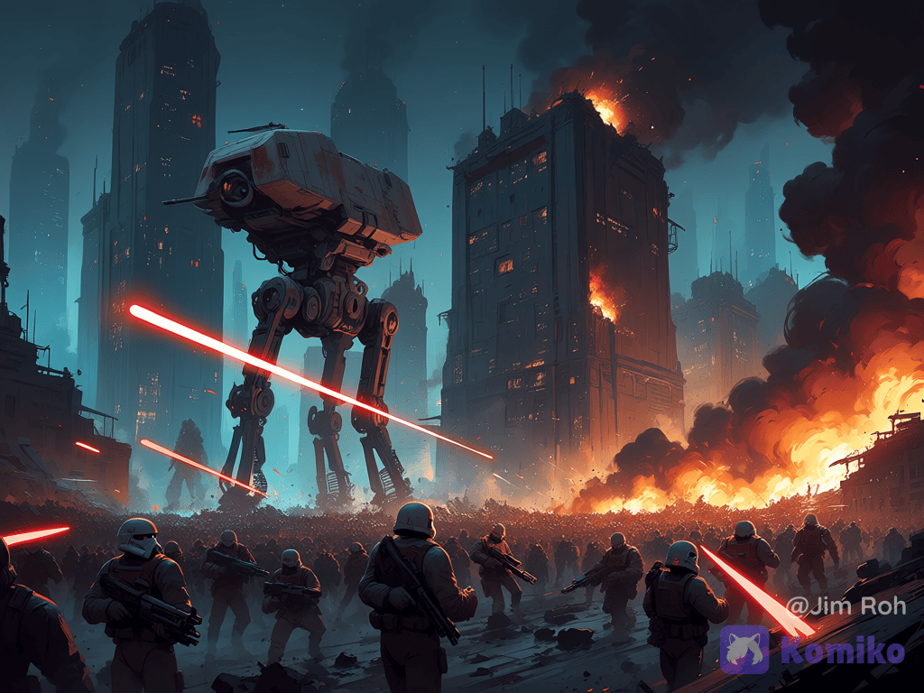 A futuristic city is under siege