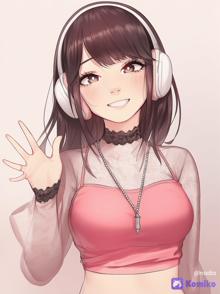 Waving in soft pastels! 🎧🌸