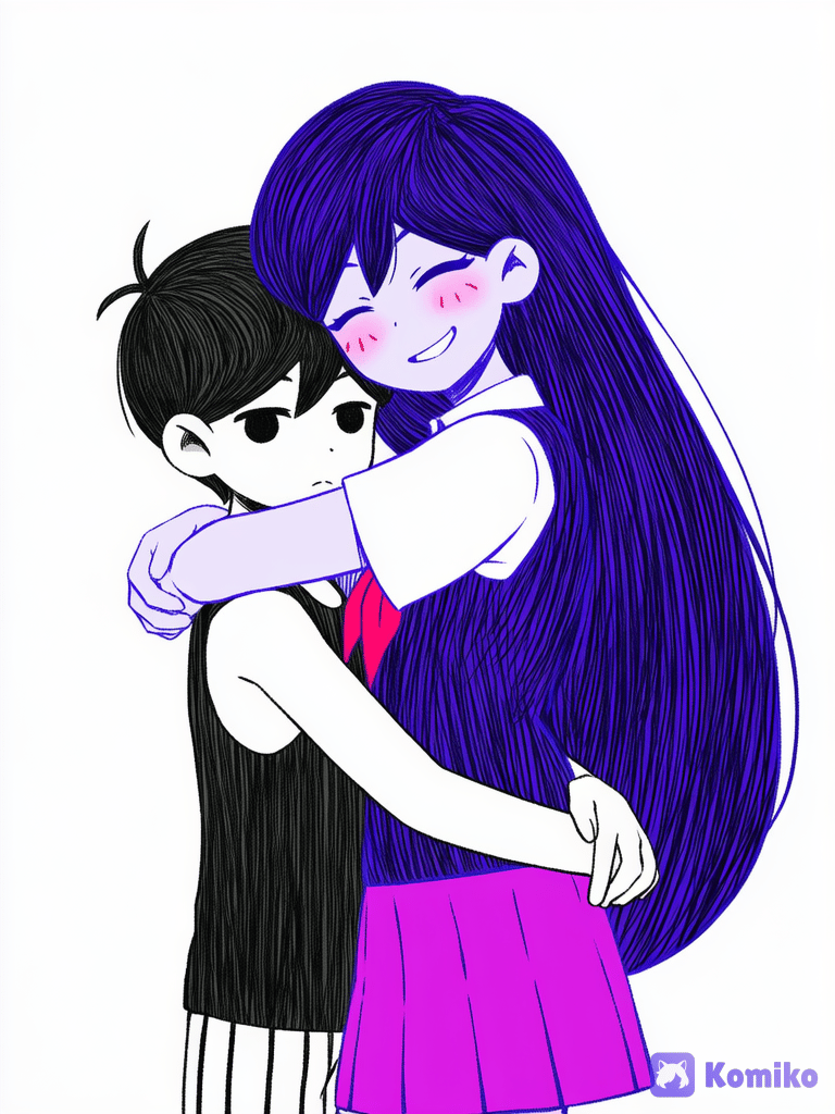 mari and omori are hugging