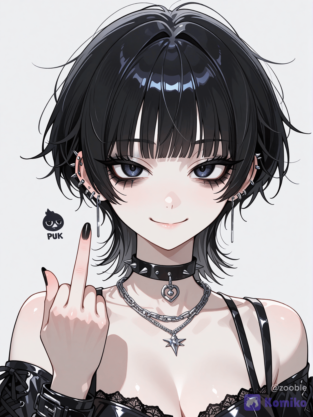 SHE HAS BLACK PAINTED NAILS