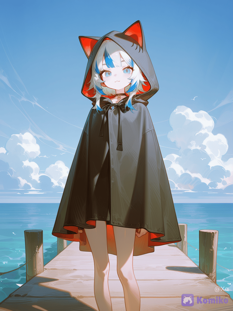 Shark girl in a cat cape