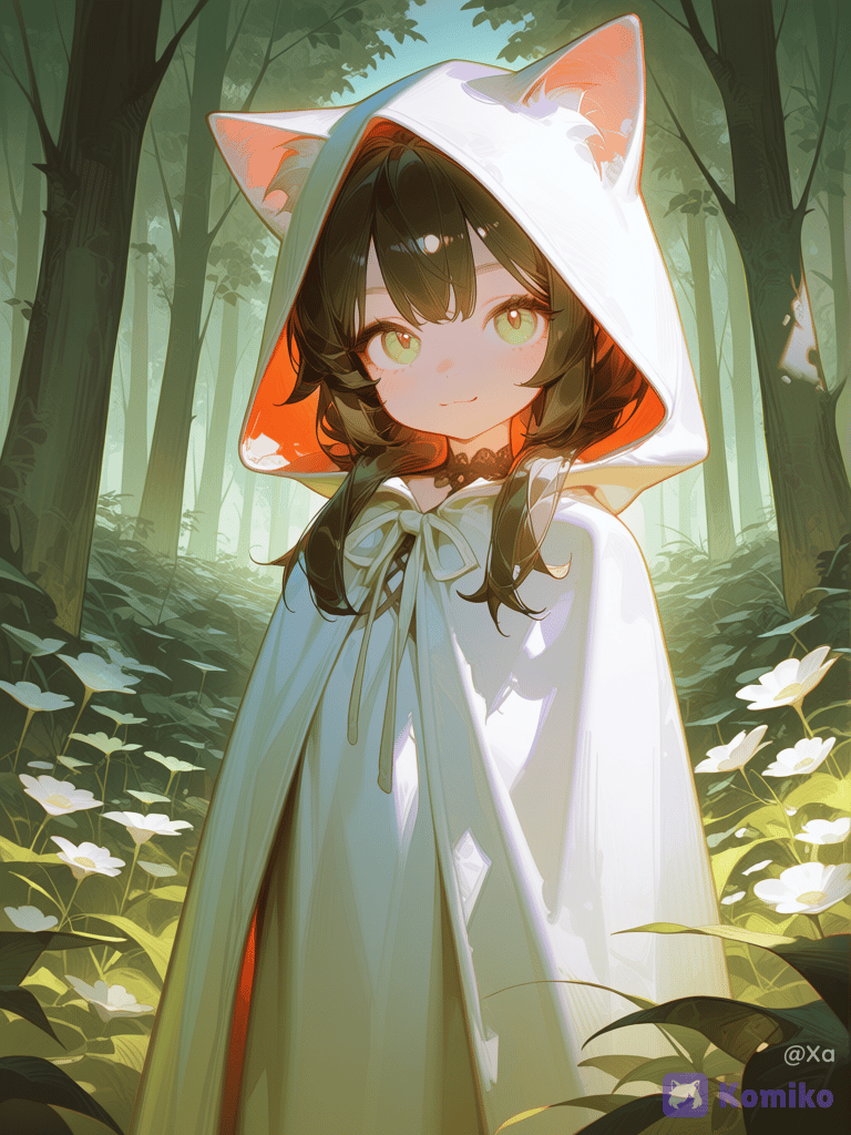 A blooming forest and a cute hood