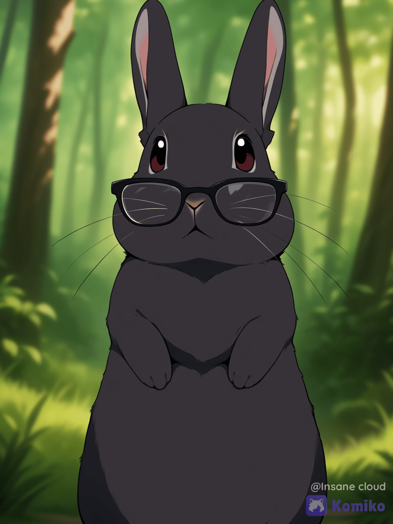 Black rabbit with glasses