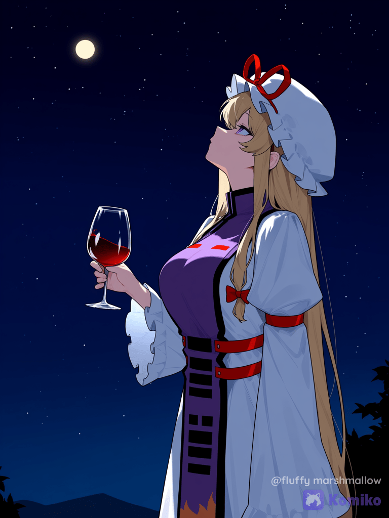yakumo yukari qui regarde la lune (Yakumo Yukari looking at the moon) V2